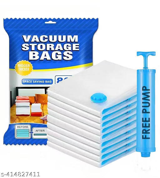 Reusable Vacuum Compression Storage Bags with Hand Pump, Set of 5