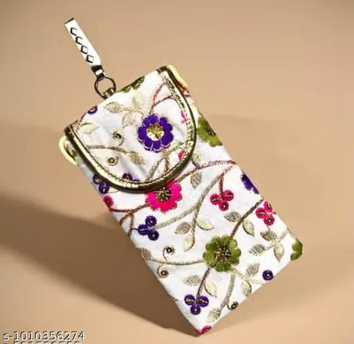 Embroidered Women's Mobile Phone Pouch Sling Bag