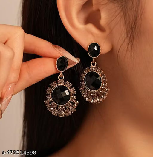 Black Crystal Drop Earrings