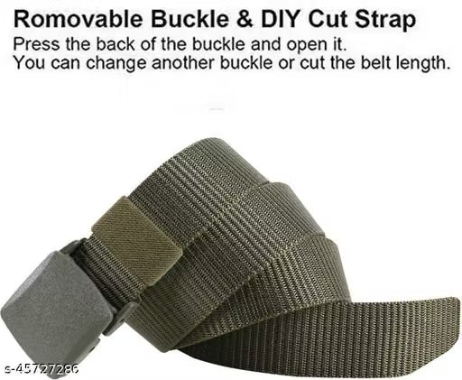 Men Textured Nylon Belt with Plastic Buckle