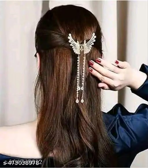 White Butterfly Stone Hair Claw Clip
