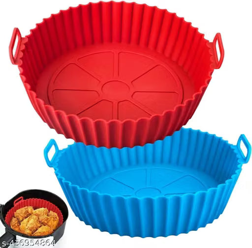 Set of 2 Round Reusable Silicone Air Fryer Liners