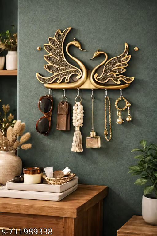 Gold Swan Design Wall Key Holder