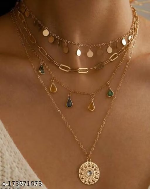 Layered Minimal Stone Pendant Necklace