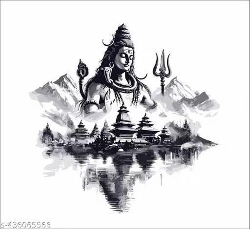 Annur Creation Mahakal Wall Sticker for Living Room, Bedroom, Kids Room, Big size sticker, 3D sticker , PVC vinyl Mahakal, Shankar bhagwan, Shiv Parvati wall sticker God ( Pack 1)
