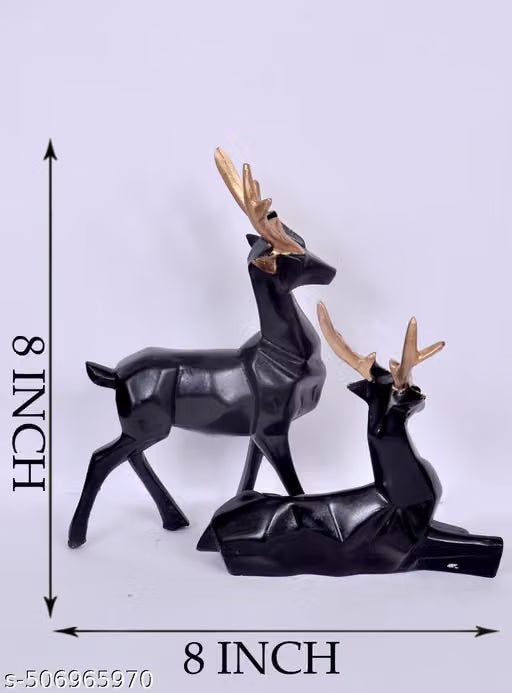 Black Deer Sculpture Showpiece