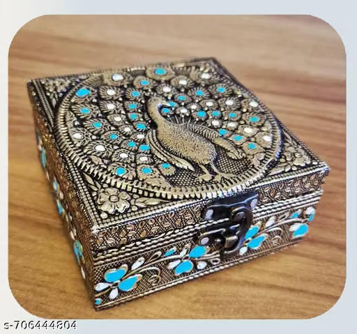 Sky Blue Oxidised Wooden Jewellery Gift Box