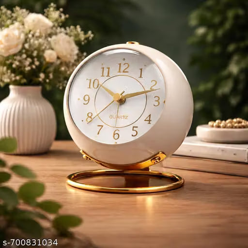White Analog Bedside Alarm Clock with Night Light