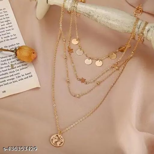 Sleek Gold Pendant Chain Necklace