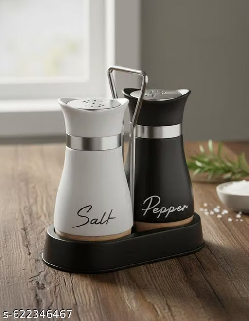 Salt and Pepper Shaker Set with Stand, 3 Pieces
