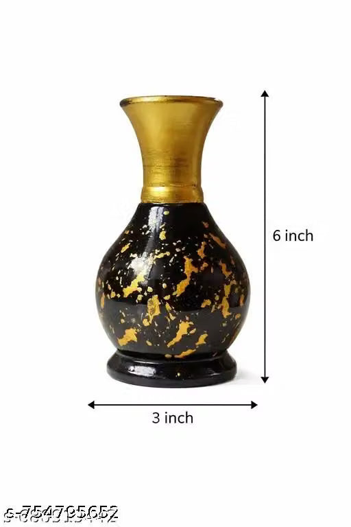 Black and Gold Plastic Flower Vases Set of 2