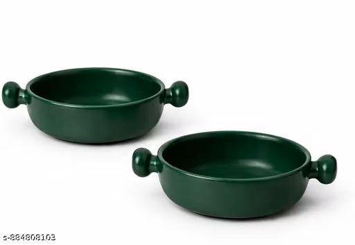 Green Handle Serving Bowls, Set of 2
