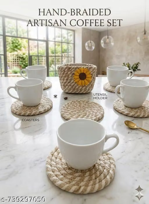 Laser-Engraved Wooden Heat-Resistant Coaster Set