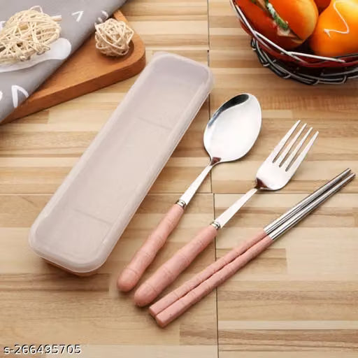 Stainless Steel Travel Cutlery Set with Storage Box, 4 Pieces