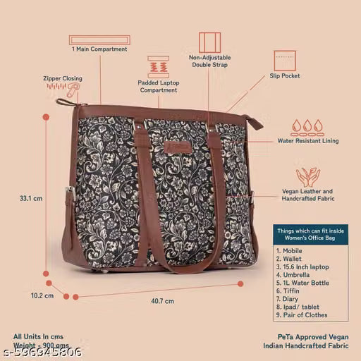 Floral Women's Office Tote Bag Laptop Tote Bag