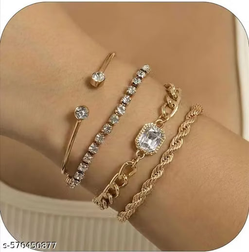 Four Piece Gold Tone Party Bracelet Set