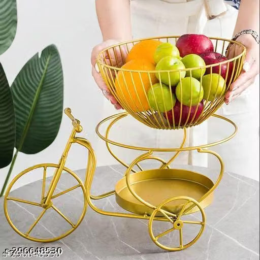 Golden 3-Tier Metal Fruit and Vegetable Storage Basket
