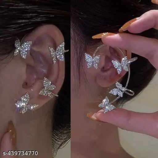 Silver Plated Korean Ear Cuff Stud Earrings