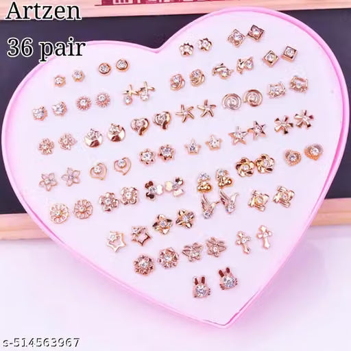 Gold Plated Cubic Zirconia Stone Stud Earrings