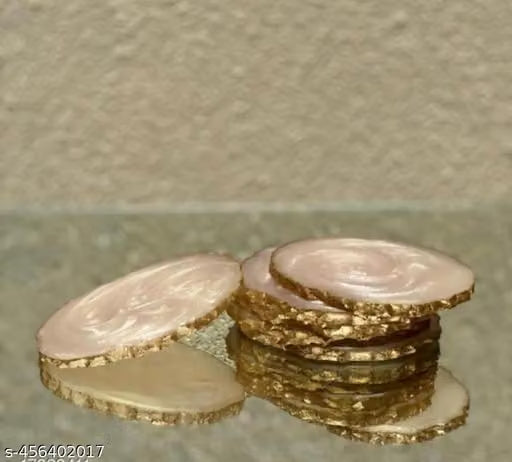 Cream Resin Coasters for Table Decor, Set of 6