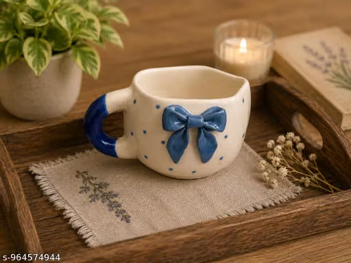 Blue Bow Design Artisan Ceramic Mug