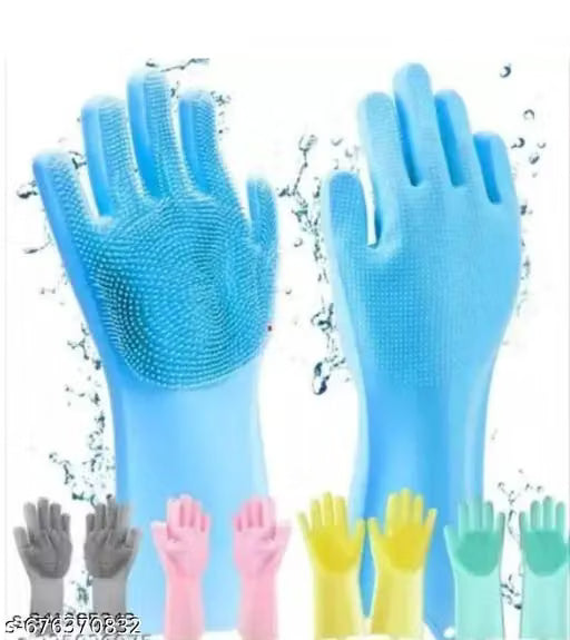 Reusable Silicone Dishwashing Gloves for Household Cleaning