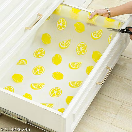 Lemon Print Anti-Slip Cabinet and Shelf Liner, 45 x 160 cm