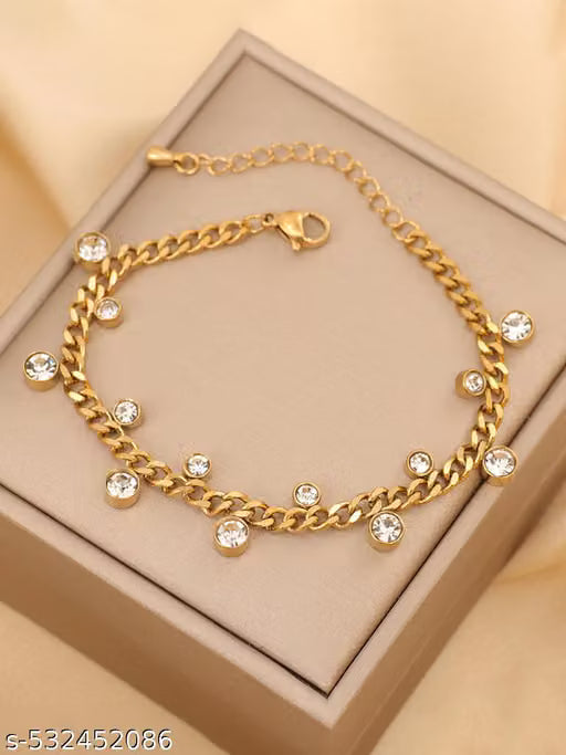 Gold Plated Cubic Zirconia Charm Bracelet