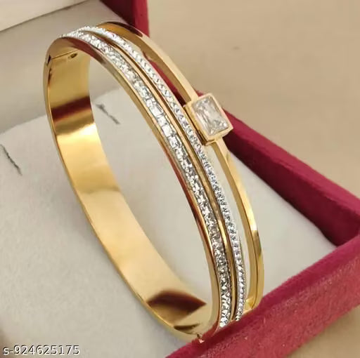 White Cubic Zirconia Gold Tennis Bracelet