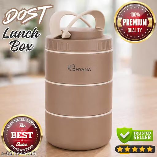 3-Layer Stainless Steel Lunch Box with Spoon