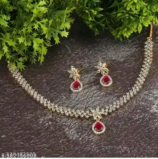 Gold Plated American Diamond Traditional Necklace Set