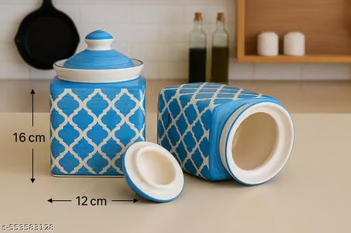 Set of 2 Ceramic Pickle and Spice Jars, 500 ml Each