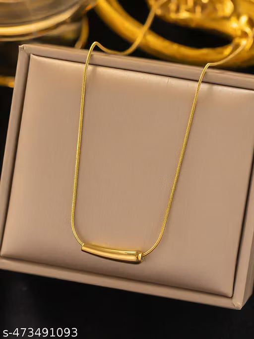 Gold Tone Contemporary Everyday Pendant Necklace