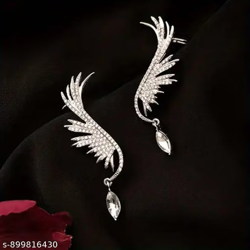 Silver Plated Crystal Ear Cuff Earrings