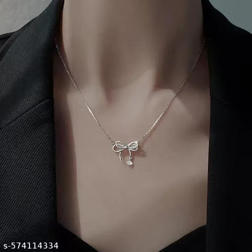 Bowknot Crystal Clavicle Chain Choker Necklace