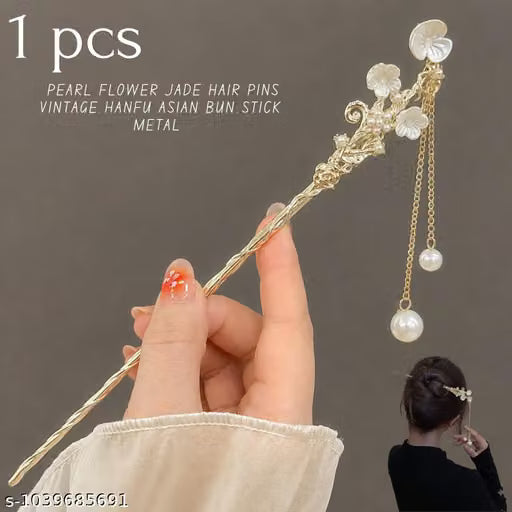 Pearl Embellished Chinese Flower Hair Stick