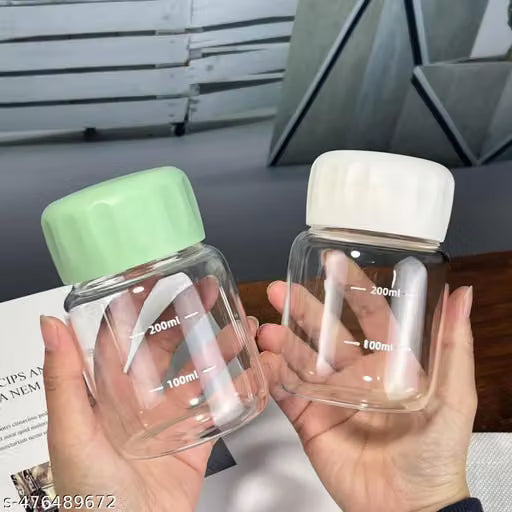 Set of 2 Glass Storage Jars with Airtight Steel Lids, 300 ml