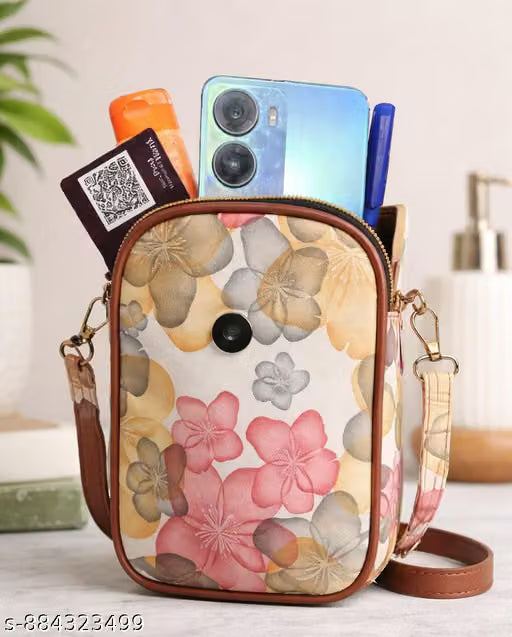 Pastel Floral Printed Crossbody Sling Bag with Dual Compartments