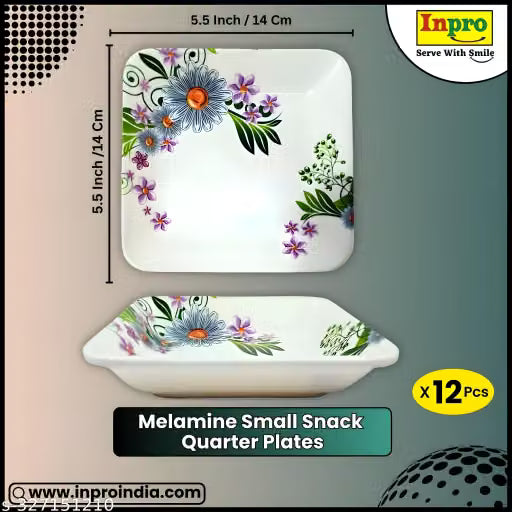Square Melamine Snack Plates, 14 cm, Set of 12