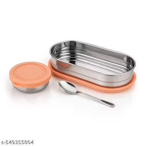 2-Container Stainless Steel Lunch Box with Spoon
