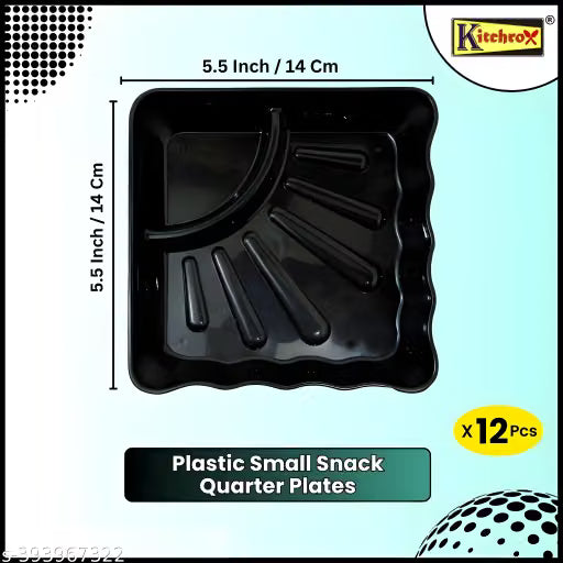 Plastic Quarter Snack Plates, Stackable Set of 12