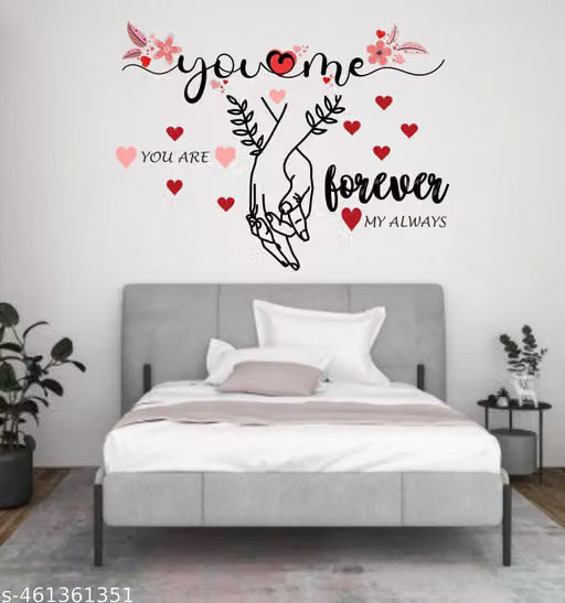 Artistic Decal Beautiful You and Me Couple Wall Sticker for Living Room, Bedroom, Kids Room, Big size sticker, 3D sticker