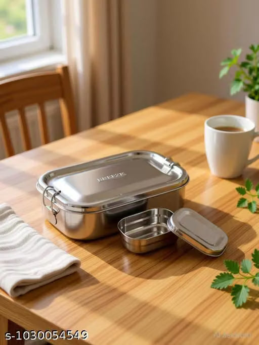 600ml Rectangular Stainless Steel Lunch Box – 2 Containers