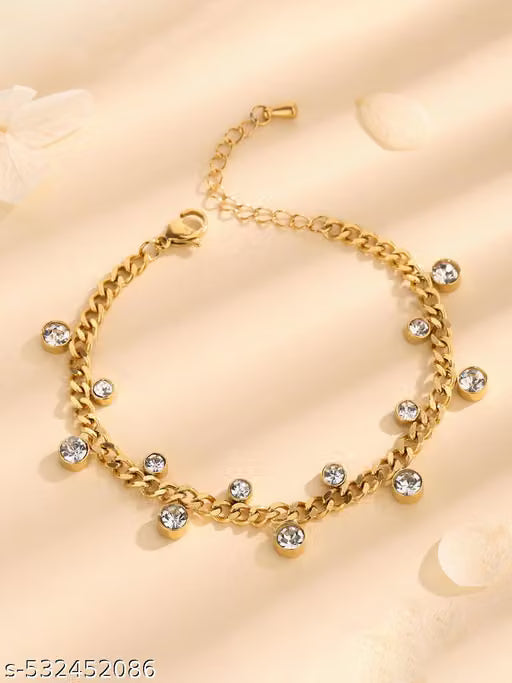 Gold Plated Cubic Zirconia Charm Bracelet
