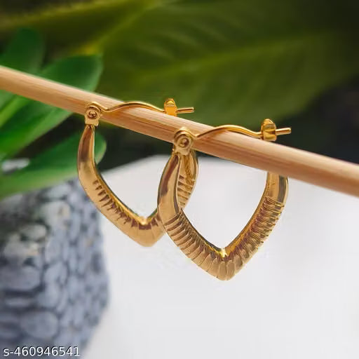 Gold Tone Stainless Steel Hoop Earrings
