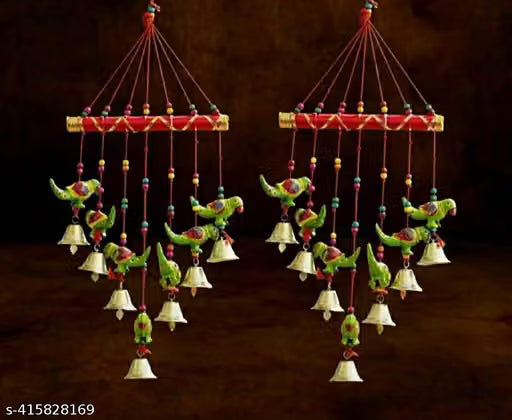 Green Parrot Wind Chimes Set of 2